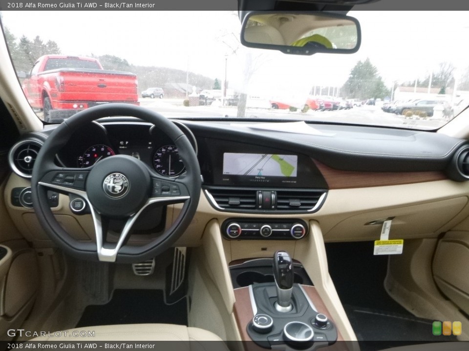 Black/Tan Interior Dashboard for the 2018 Alfa Romeo Giulia Ti AWD #125223802