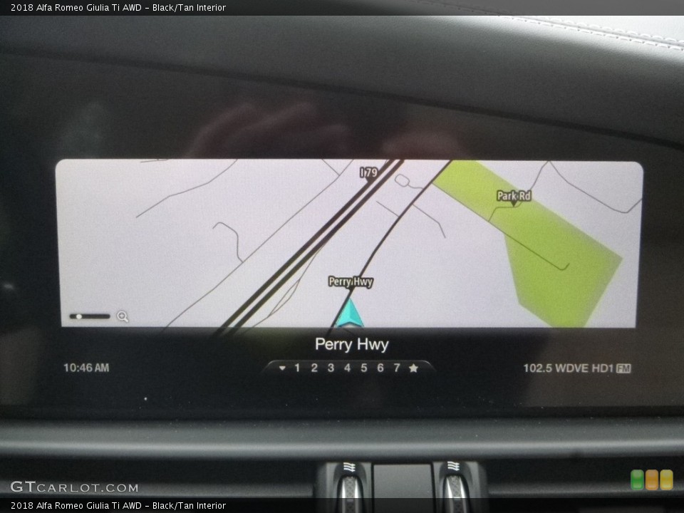 Black/Tan Interior Navigation for the 2018 Alfa Romeo Giulia Ti AWD #125223913