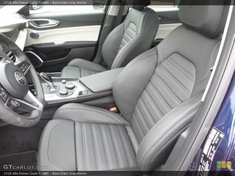 Black/Dark Gray Interior Front Seat for the 2018 Alfa Romeo Giulia Ti AWD #125224993
