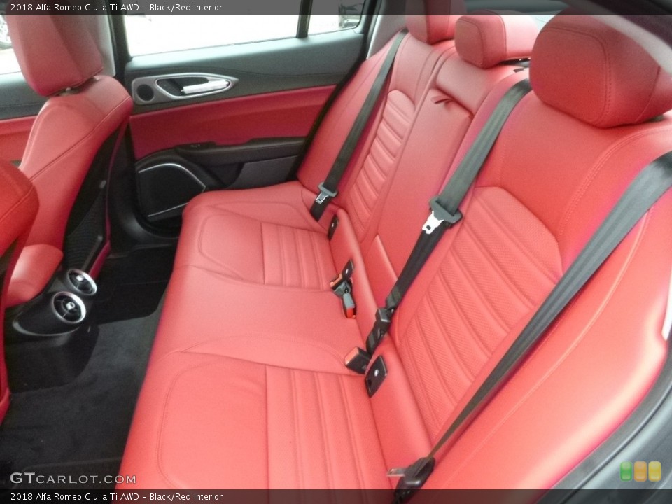 Black/Red Interior Rear Seat for the 2018 Alfa Romeo Giulia Ti AWD #125226385