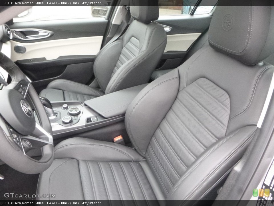 Black/Dark Gray Interior Front Seat for the 2018 Alfa Romeo Giulia Ti AWD #125227213