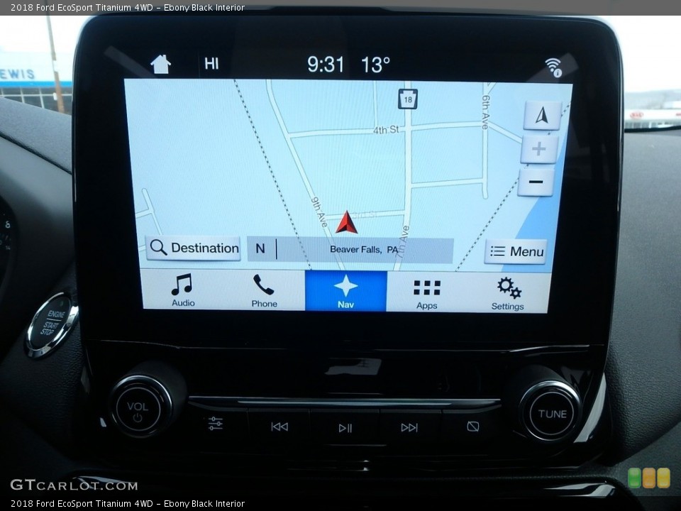 Ebony Black Interior Navigation for the 2018 Ford EcoSport Titanium 4WD #125230826