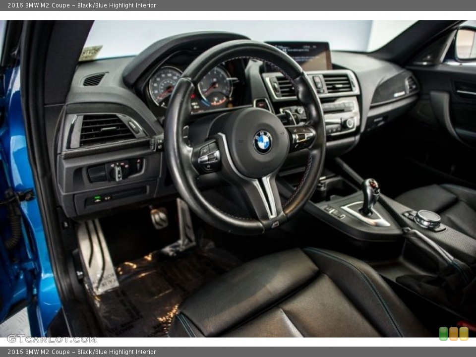 Black/Blue Highlight Interior Front Seat for the 2016 BMW M2 Coupe #125285555