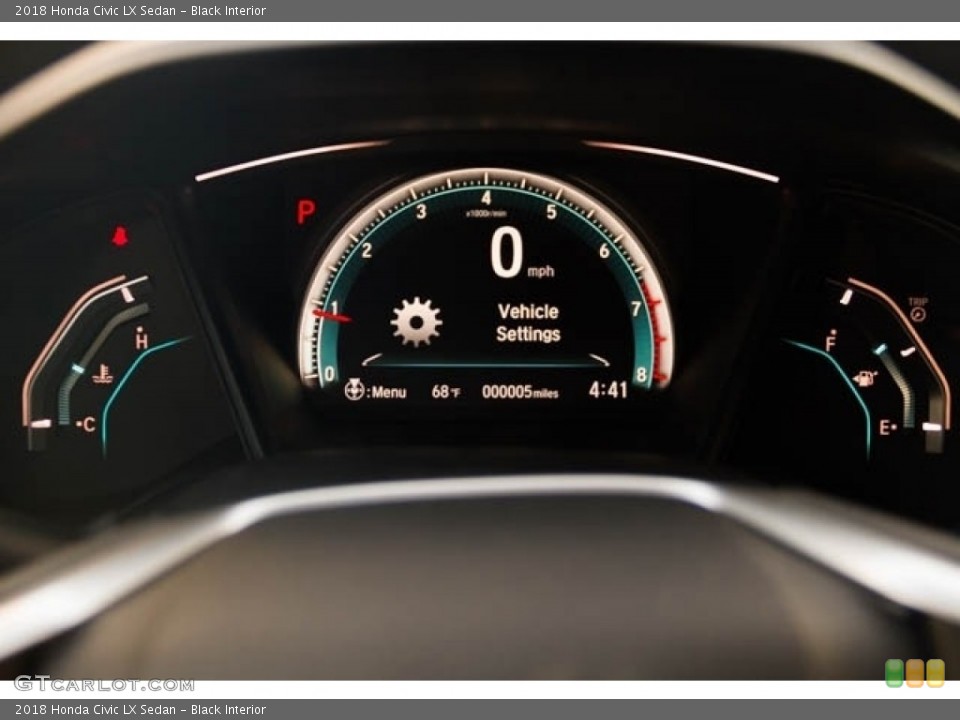 Black Interior Gauges for the 2018 Honda Civic LX Sedan #125298177