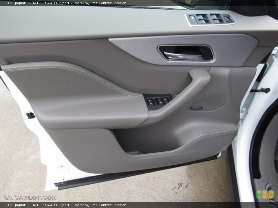 Oyster w/Lime Contrast Interior Door Panel for the 2018 Jaguar F-PACE 25t AWD R-Sport #125337872