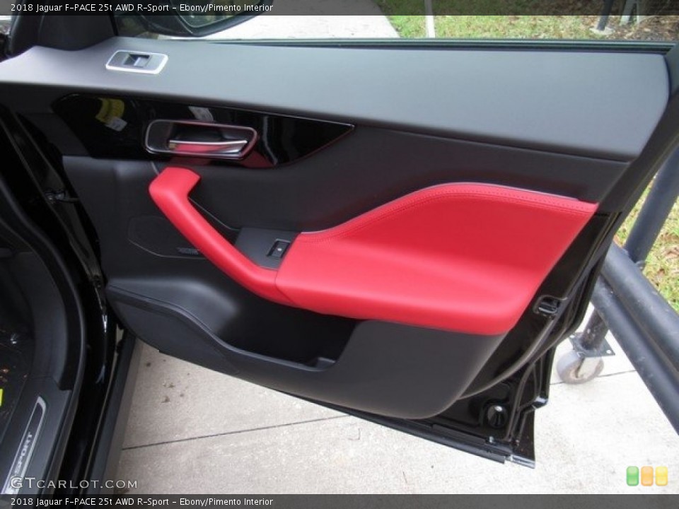 Ebony/Pimento Interior Door Panel for the 2018 Jaguar F-PACE 25t AWD R-Sport #125428735