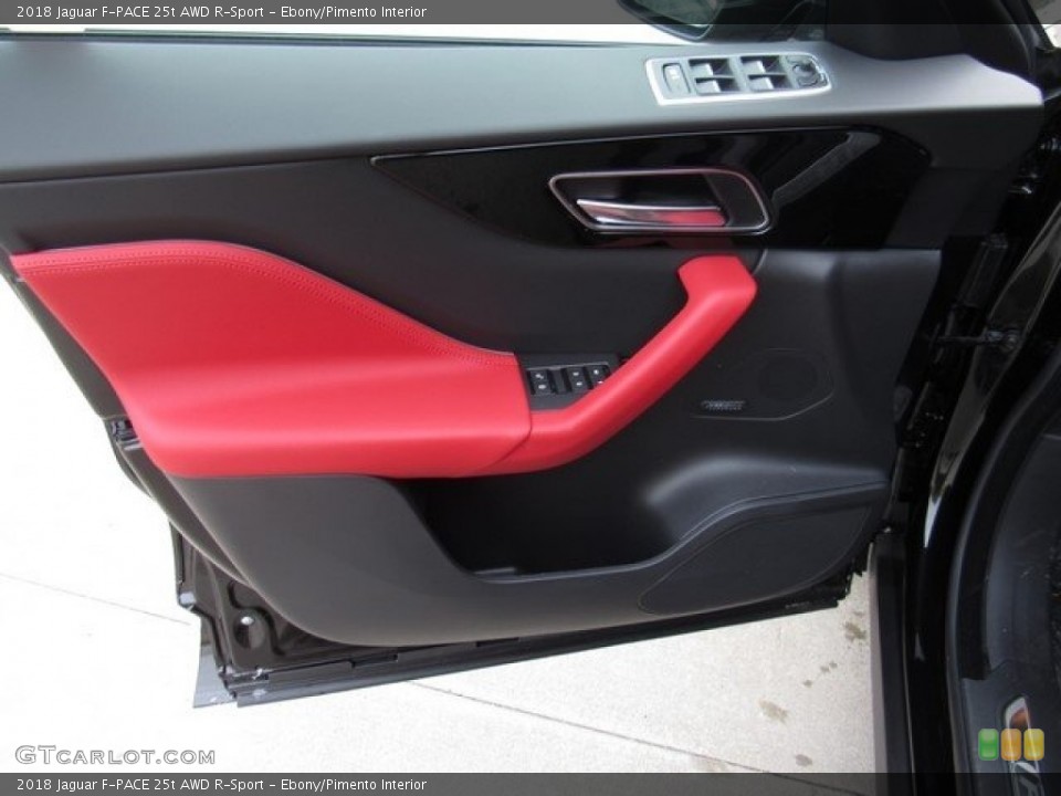 Ebony/Pimento Interior Door Panel for the 2018 Jaguar F-PACE 25t AWD R-Sport #125428753