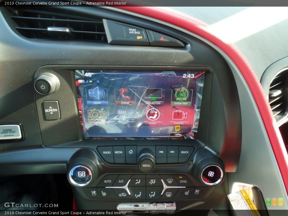 Adrenaline Red Interior Controls for the 2019 Chevrolet Corvette Grand Sport Coupe #125444755