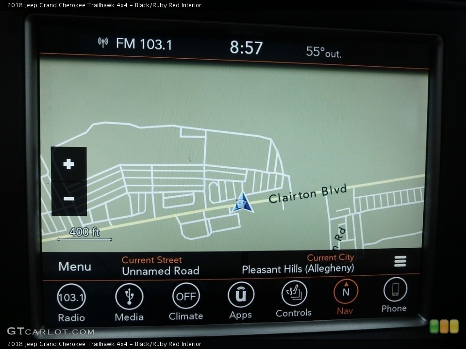 Black/Ruby Red Interior Navigation for the 2018 Jeep Grand Cherokee Trailhawk 4x4 #125461701