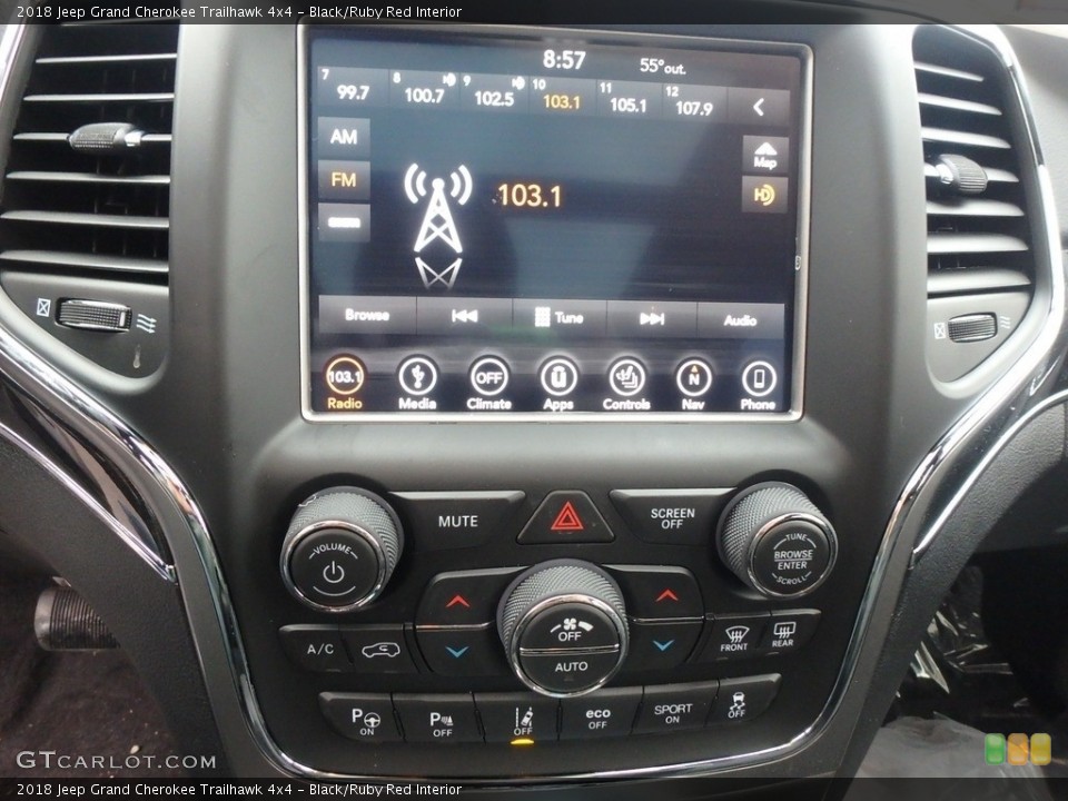 Black/Ruby Red Interior Controls for the 2018 Jeep Grand Cherokee Trailhawk 4x4 #125461751