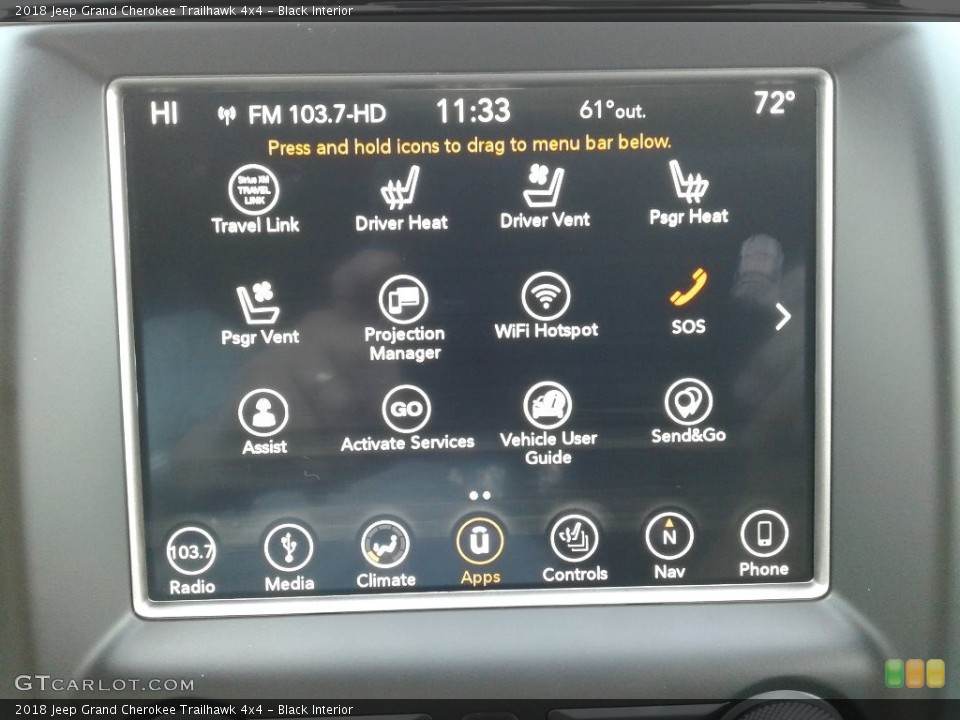 Black Interior Controls for the 2018 Jeep Grand Cherokee Trailhawk 4x4 #125475318