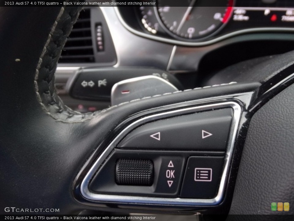 Black Valcona leather with diamond stitching Interior Steering Wheel for the 2013 Audi S7 4.0 TFSI quattro #125529639