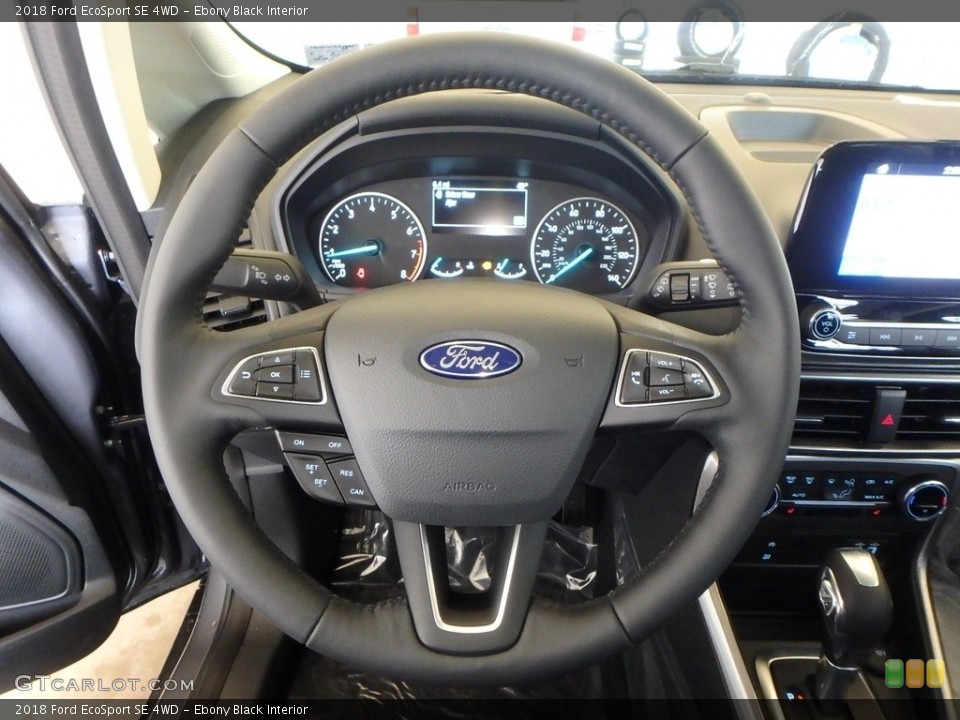 Ebony Black Interior Steering Wheel for the 2018 Ford EcoSport SE 4WD #125601949