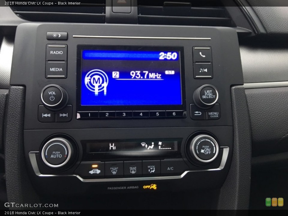 Black Interior Controls for the 2018 Honda Civic LX Coupe #125729397
