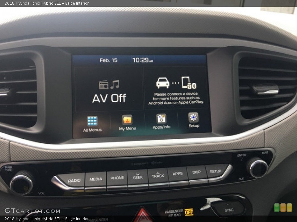 Beige Interior Controls for the 2018 Hyundai Ioniq Hybrid SEL #125741628