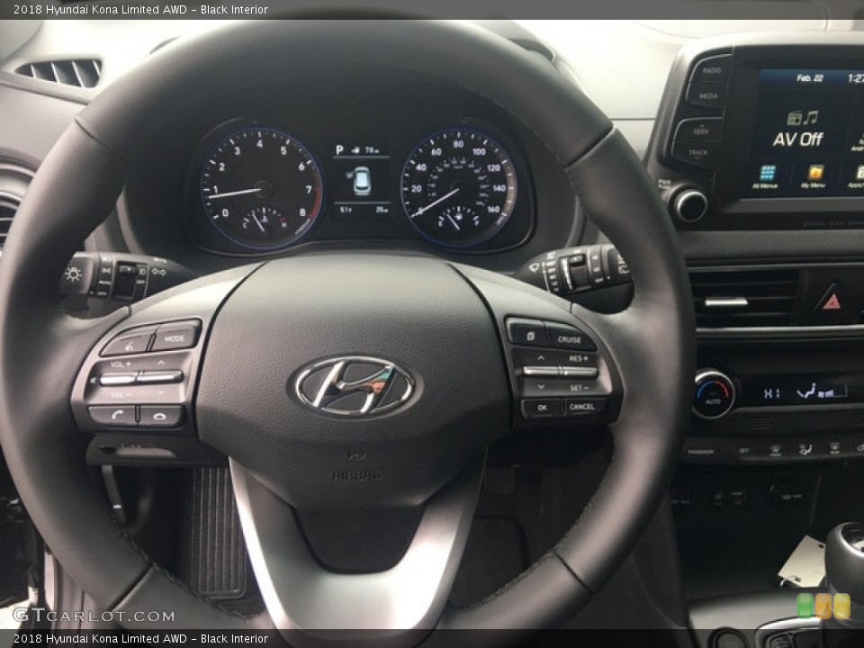 Black Interior Steering Wheel for the 2018 Hyundai Kona Limited AWD #125744013