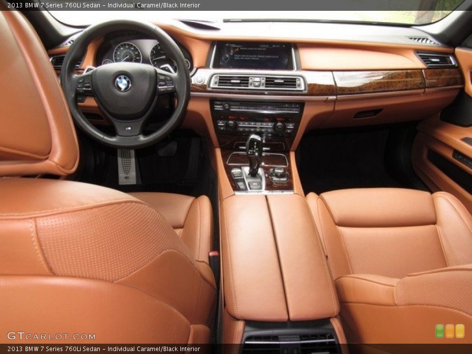 Individual Caramel/Black Interior Dashboard for the 2013 BMW 7 Series 760Li Sedan #125955126