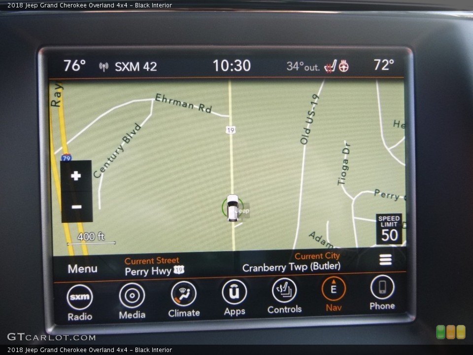 Black Interior Navigation for the 2018 Jeep Grand Cherokee Overland 4x4 #125972837