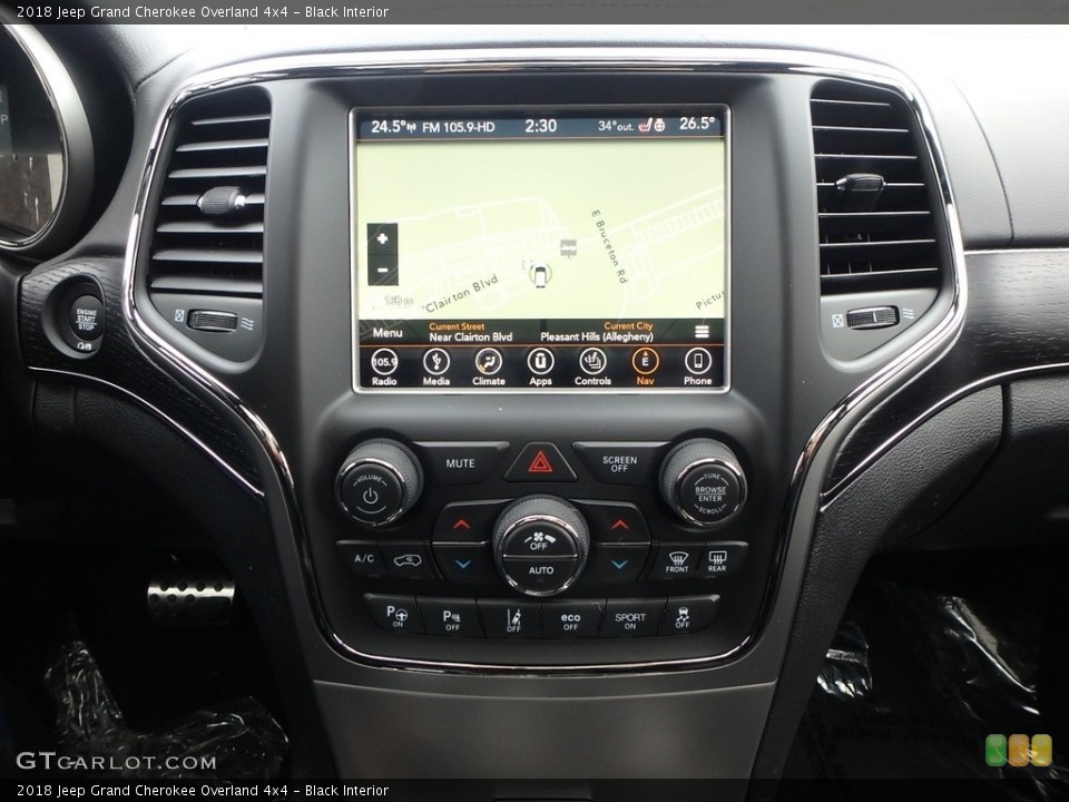 Black Interior Controls for the 2018 Jeep Grand Cherokee Overland 4x4 #125989461