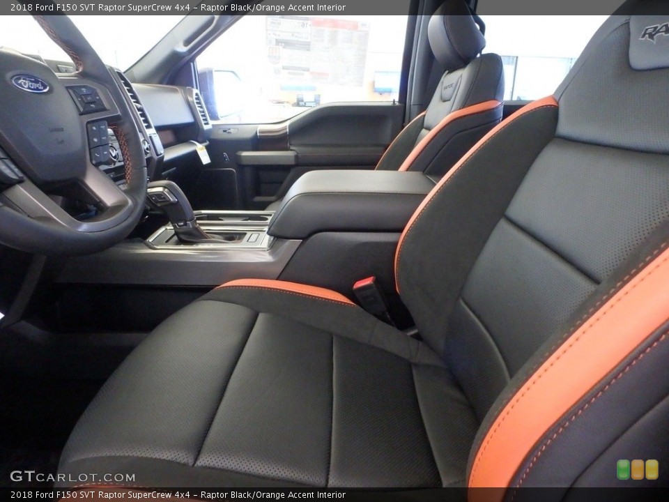 Raptor Black/Orange Accent Interior Front Seat for the 2018 Ford F150 SVT Raptor SuperCrew 4x4 #126041999