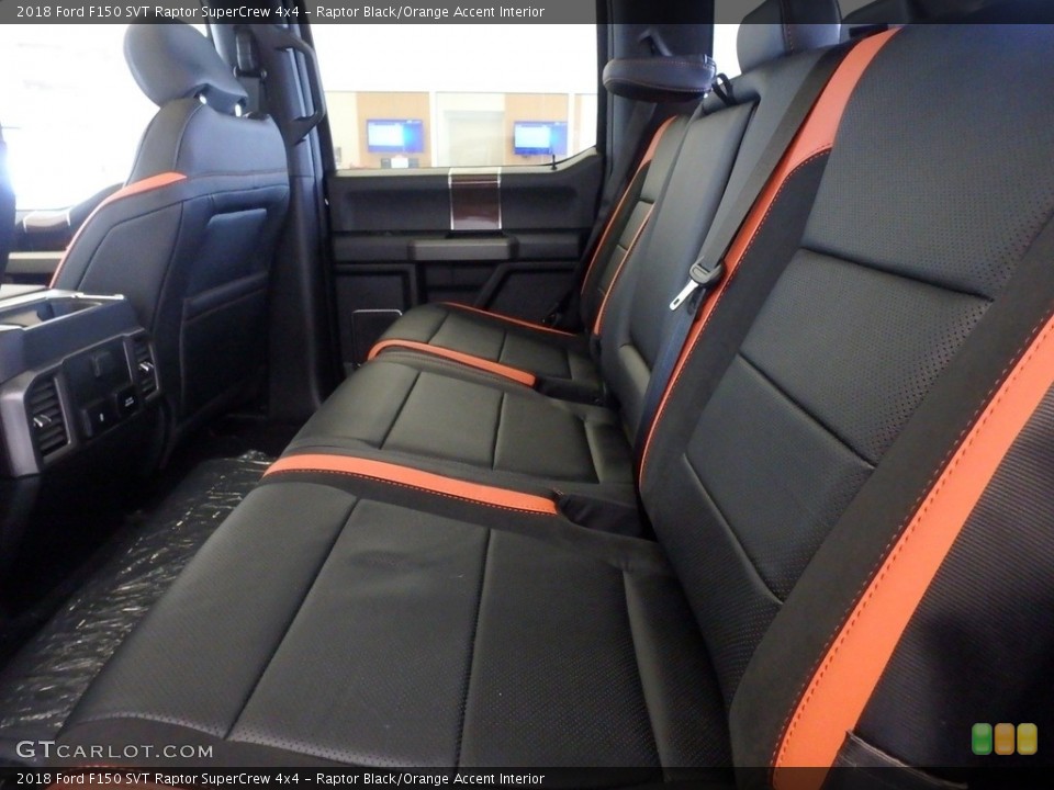 Raptor Black/Orange Accent Interior Rear Seat for the 2018 Ford F150 SVT Raptor SuperCrew 4x4 #126042017
