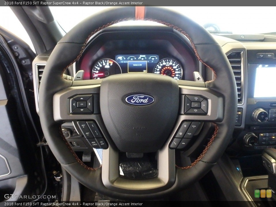 Raptor Black/Orange Accent Interior Steering Wheel for the 2018 Ford F150 SVT Raptor SuperCrew 4x4 #126042166