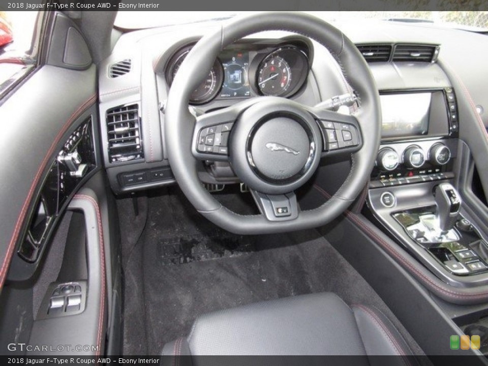 Ebony Interior Steering Wheel for the 2018 Jaguar F-Type R Coupe AWD #126075989