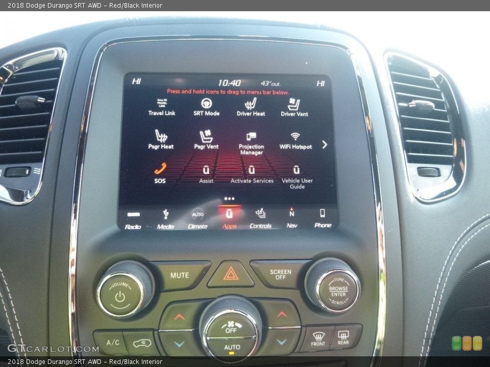 Red/Black Interior Controls for the 2018 Dodge Durango SRT AWD #126102863