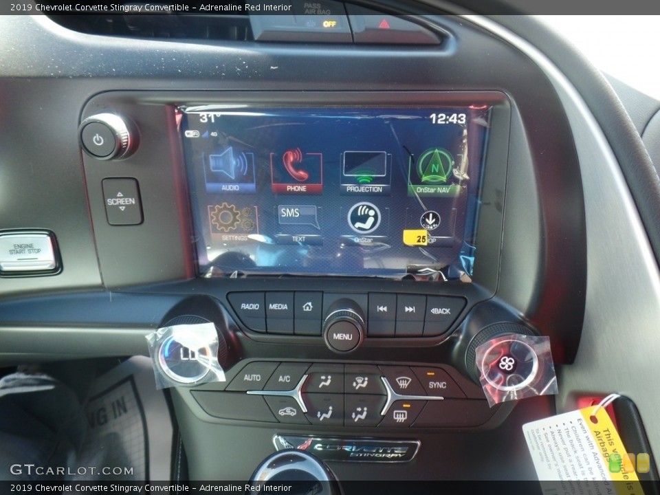 Adrenaline Red Interior Controls for the 2019 Chevrolet Corvette Stingray Convertible #126105662