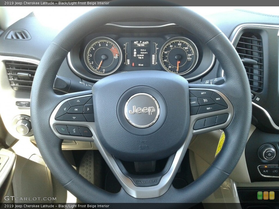 Black/Light Frost Beige Interior Steering Wheel for the 2019 Jeep Cherokee Latitude #126179403