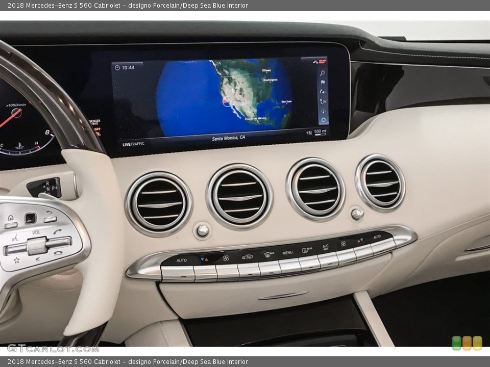 designo Porcelain/Deep Sea Blue Interior Controls for the 2018 Mercedes-Benz S 560 Cabriolet #126196442