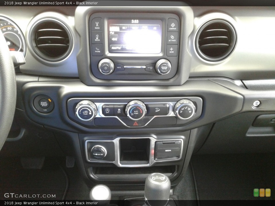 Black Interior Controls for the 2018 Jeep Wrangler Unlimited Sport 4x4 #126239505