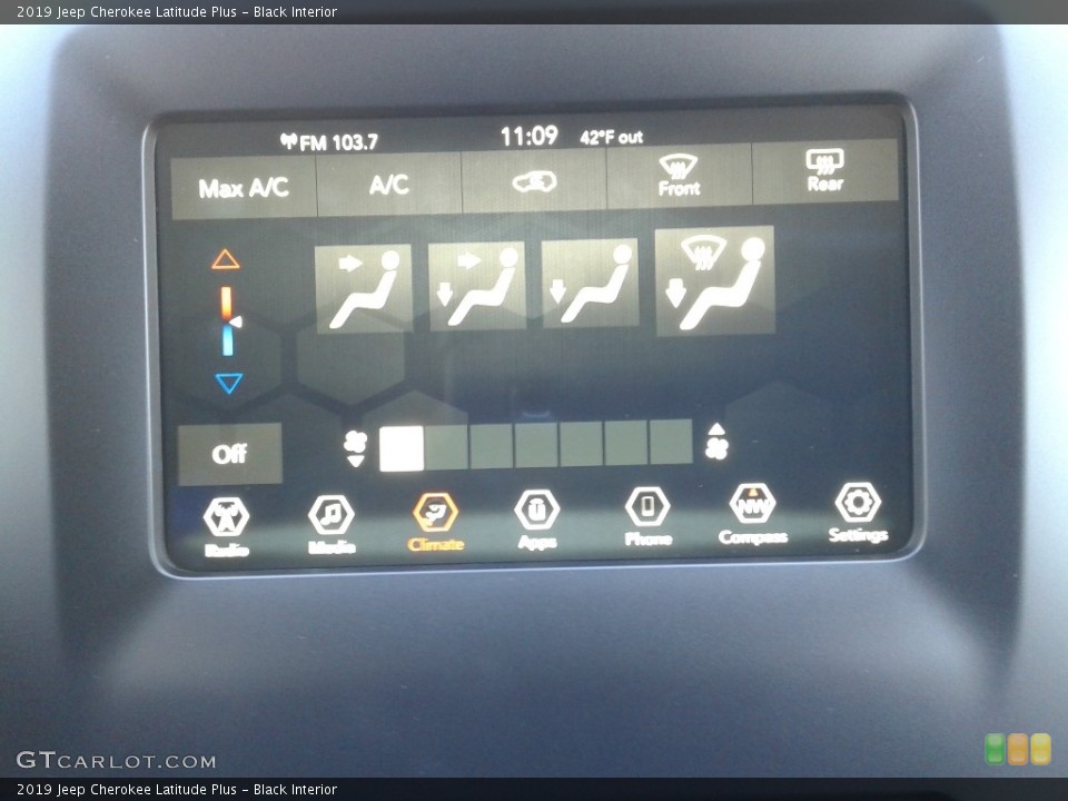 Black Interior Controls for the 2019 Jeep Cherokee Latitude Plus #126240293