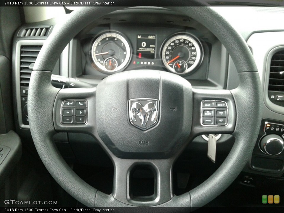 Black/Diesel Gray Interior Steering Wheel for the 2018 Ram 1500 Express Crew Cab #126243039