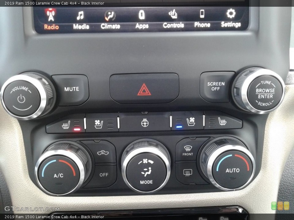 Black Interior Controls for the 2019 Ram 1500 Laramie Crew Cab 4x4 #126349232