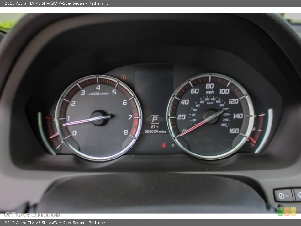 Red Interior Gauges for the 2018 Acura TLX V6 SH-AWD A-Spec Sedan #126395937