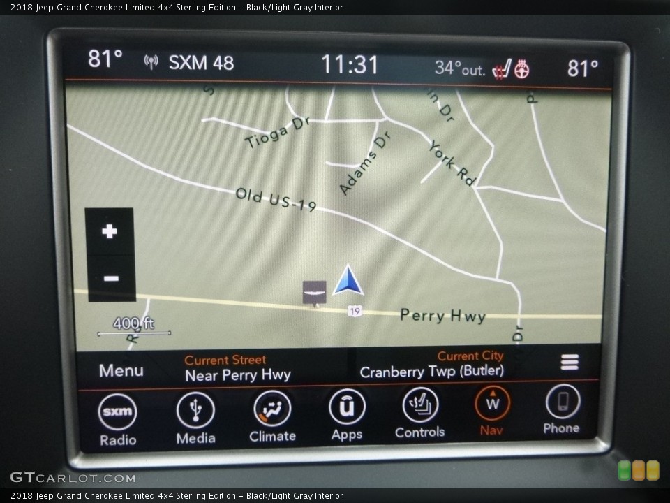 Black/Light Gray Interior Navigation for the 2018 Jeep Grand Cherokee Limited 4x4 Sterling Edition #126458221