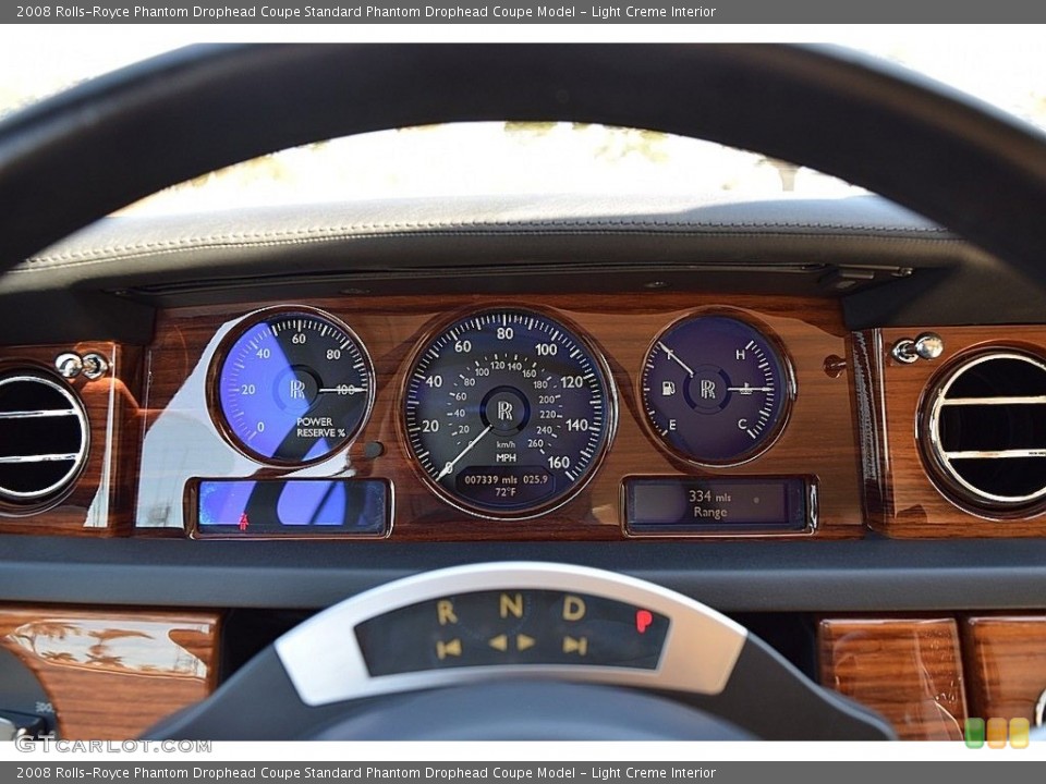 Light Creme Interior Gauges for the 2008 Rolls-Royce Phantom Drophead Coupe  #126518750