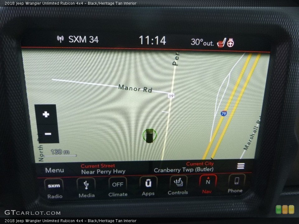 Black/Heritage Tan Interior Navigation for the 2018 Jeep Wrangler Unlimited Rubicon 4x4 #126524498