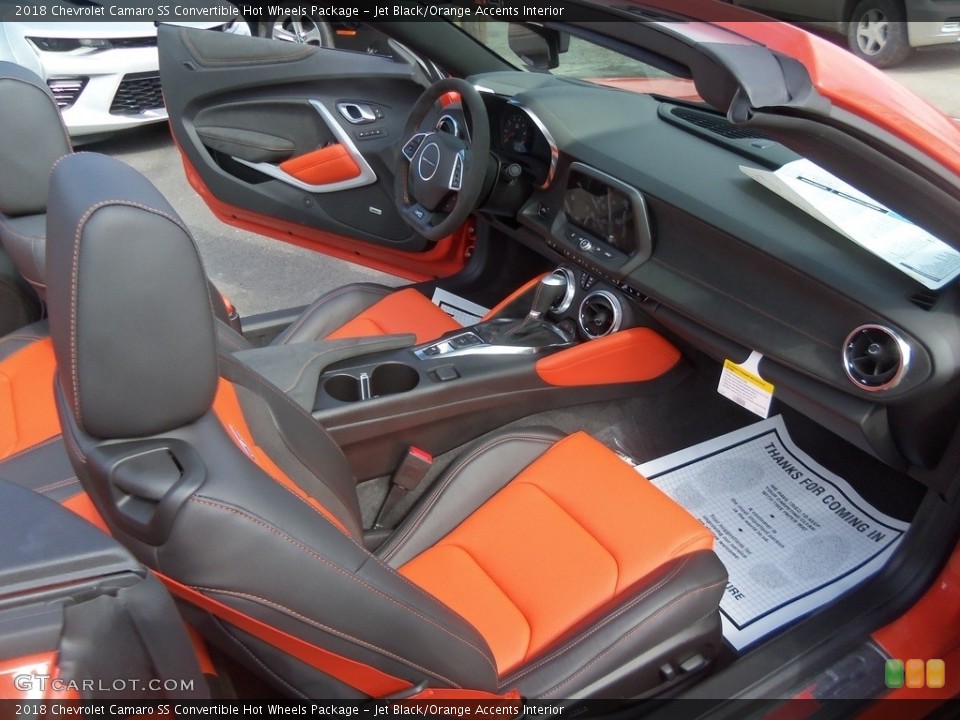 Jet Black/Orange Accents Interior Front Seat for the 2018 Chevrolet Camaro SS Convertible Hot Wheels Package #126578762