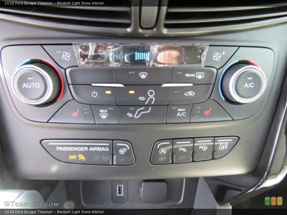 Medium Light Stone Interior Controls for the 2018 Ford Escape Titanium #126602939