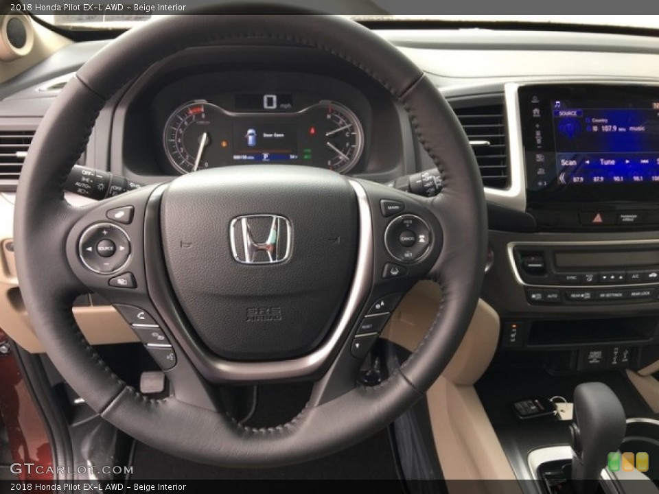 Beige Interior Steering Wheel for the 2018 Honda Pilot EX-L AWD #126620532