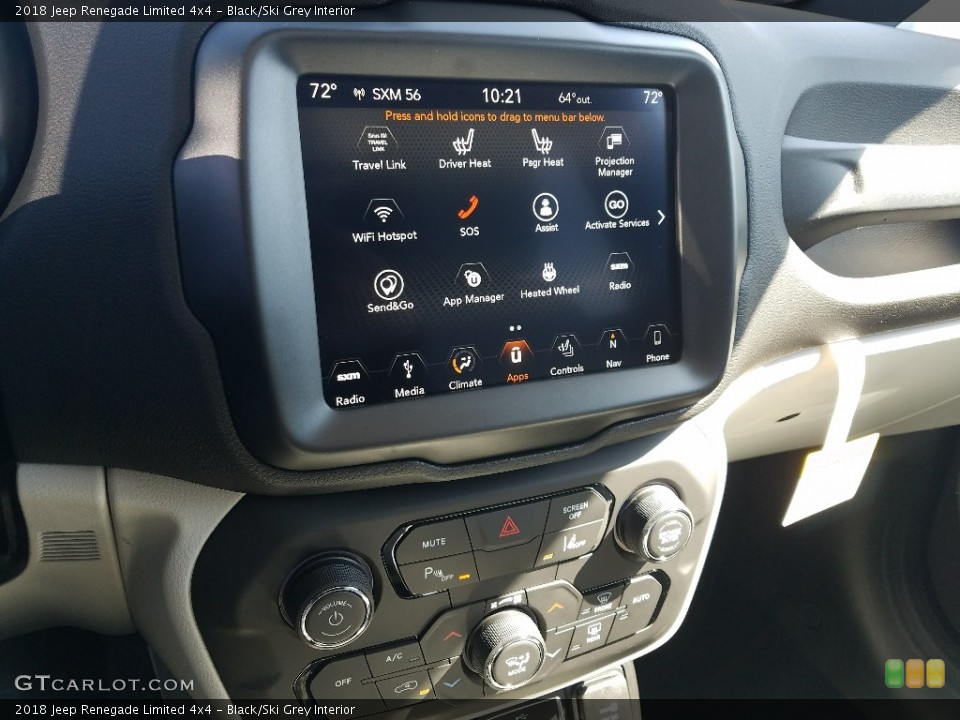 Black/Ski Grey Interior Controls for the 2018 Jeep Renegade Limited 4x4 #126685662