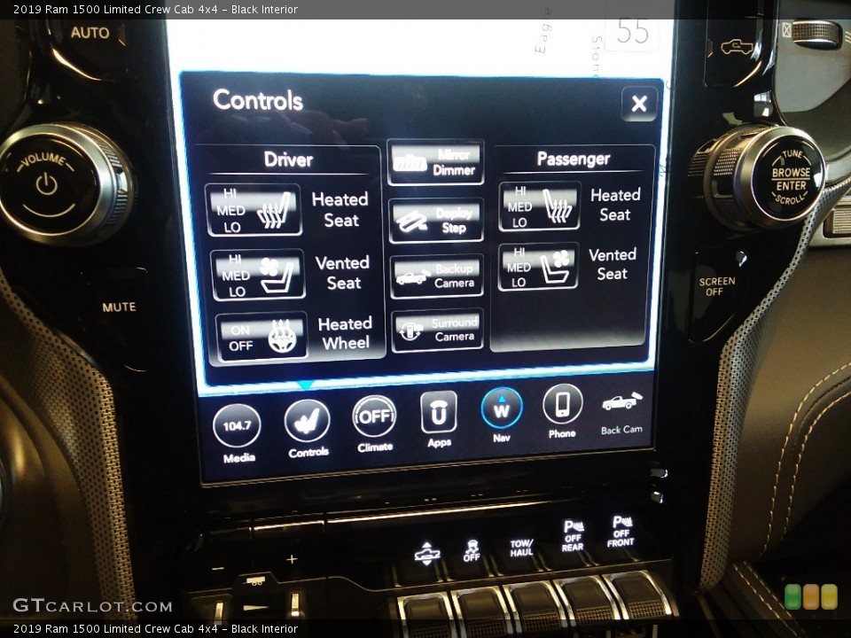 Black Interior Controls for the 2019 Ram 1500 Limited Crew Cab 4x4 #126697338