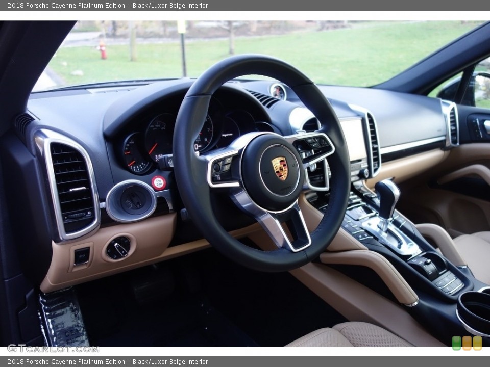 Black/Luxor Beige Interior Steering Wheel for the 2018 Porsche Cayenne Platinum Edition #126705995