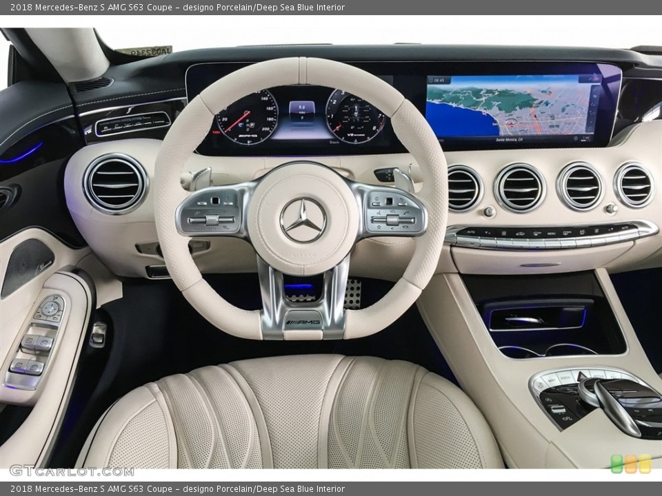 designo Porcelain/Deep Sea Blue Interior Dashboard for the 2018 Mercedes-Benz S AMG S63 Coupe #126711647