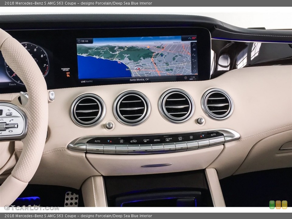 designo Porcelain/Deep Sea Blue Interior Controls for the 2018 Mercedes-Benz S AMG S63 Coupe #126711665