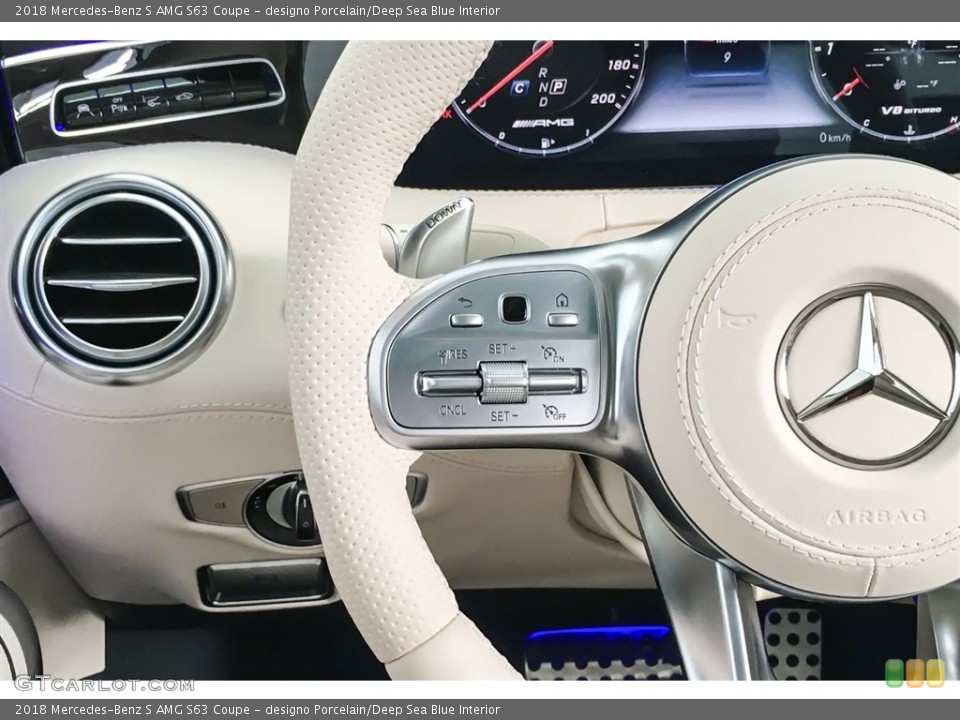 designo Porcelain/Deep Sea Blue Interior Controls for the 2018 Mercedes-Benz S AMG S63 Coupe #126711956