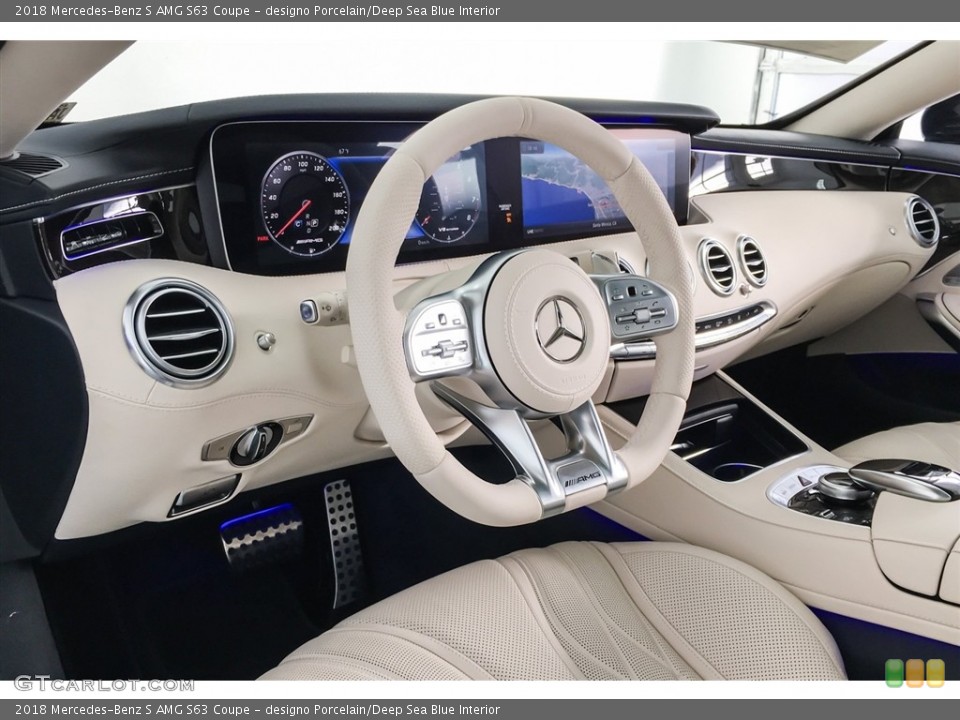 designo Porcelain/Deep Sea Blue Interior Dashboard for the 2018 Mercedes-Benz S AMG S63 Coupe #126711998