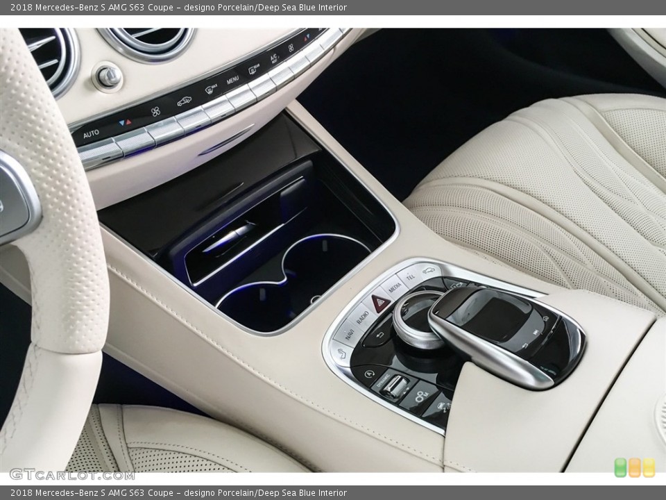designo Porcelain/Deep Sea Blue Interior Controls for the 2018 Mercedes-Benz S AMG S63 Coupe #126712022